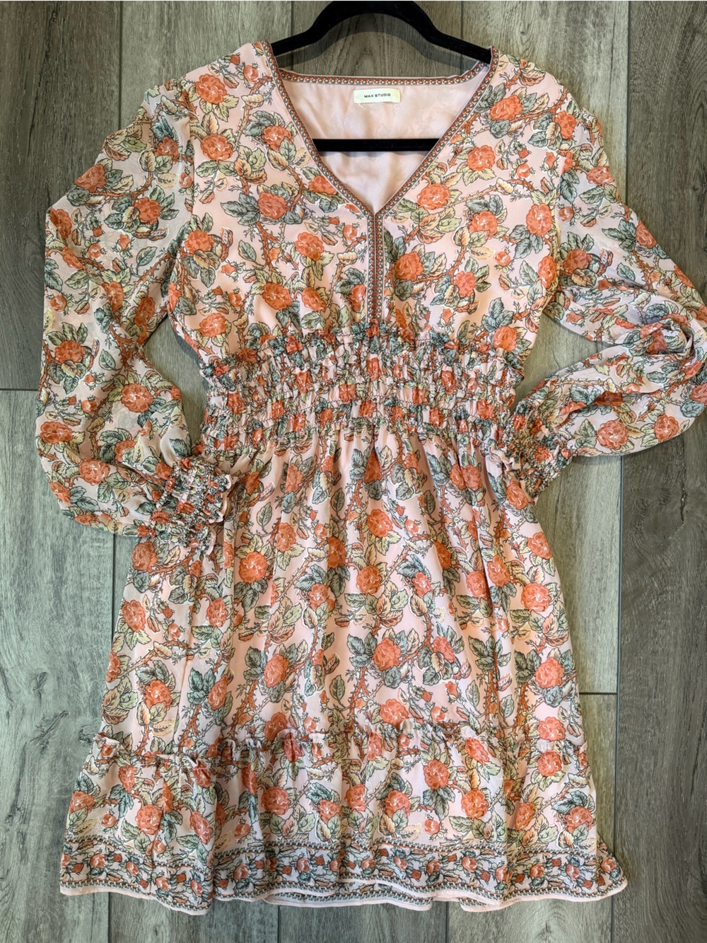 Max Studio Pink Dress with Coral Trim